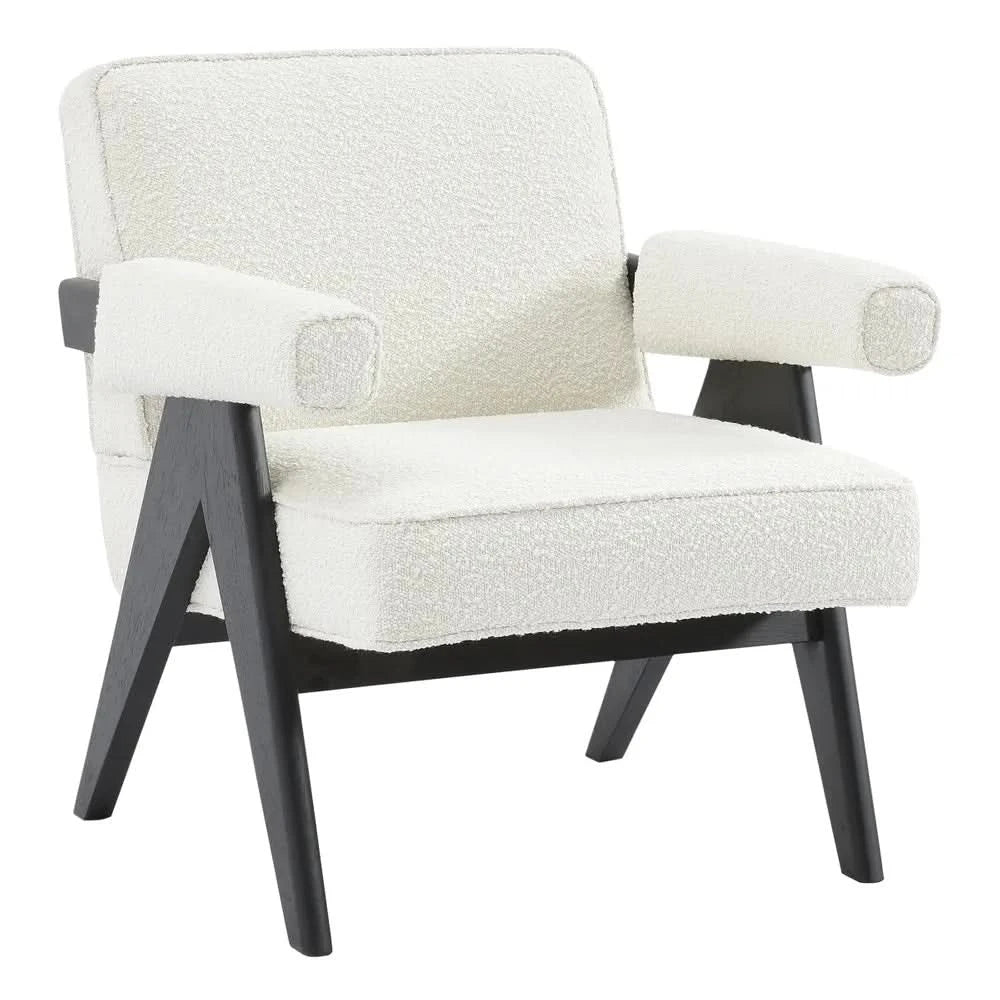 LAYTON WHITE/BLACK BOUCLE ARMCHAIR