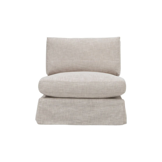 LIVINGSTON FABRIC  ARMLESS LOUNGE CHAIR  'LEMAY' KHAKI COLOUR
