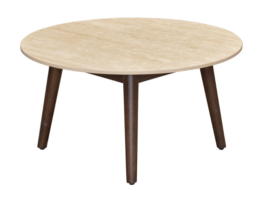 SEVERIN SOLID & VENEER MALAYSIAN HARDWOOD ROUND COFFEE TABLE  WALNUT DIA.80CM