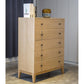 NERISSA SOLID MESSMATE 5 DRAWER TALLBOY CHEST OF 5 DRAWERS  NATURAL