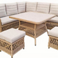 NOLA OUTDOORS 6PC CORNER WICKER SOFA SET- NATURAL/STONE