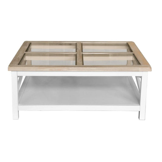 CHRISTA HAMPTON SOLID ACACIA SQUARE COFFEE TABLE LIGHT OAK/WHITE