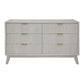 NOVAK SOLID ACACIA DRESSER CHEST OFF 6 DRAWERS WHITEWASHED