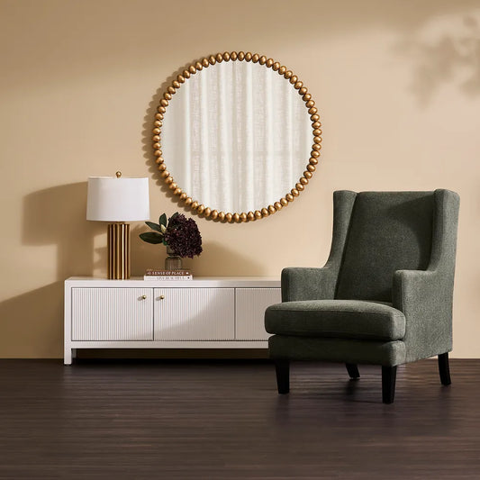 SILAS WINTER MOSS CHENILLE WING BACK ARMCHAIR/OCCASIONAL CHAIR