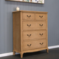 FAIRFAX SOLID RUSTIC OAK 5-DRAWER TALLBOY/ 5 DRAWER CHEST OF DRAWERS