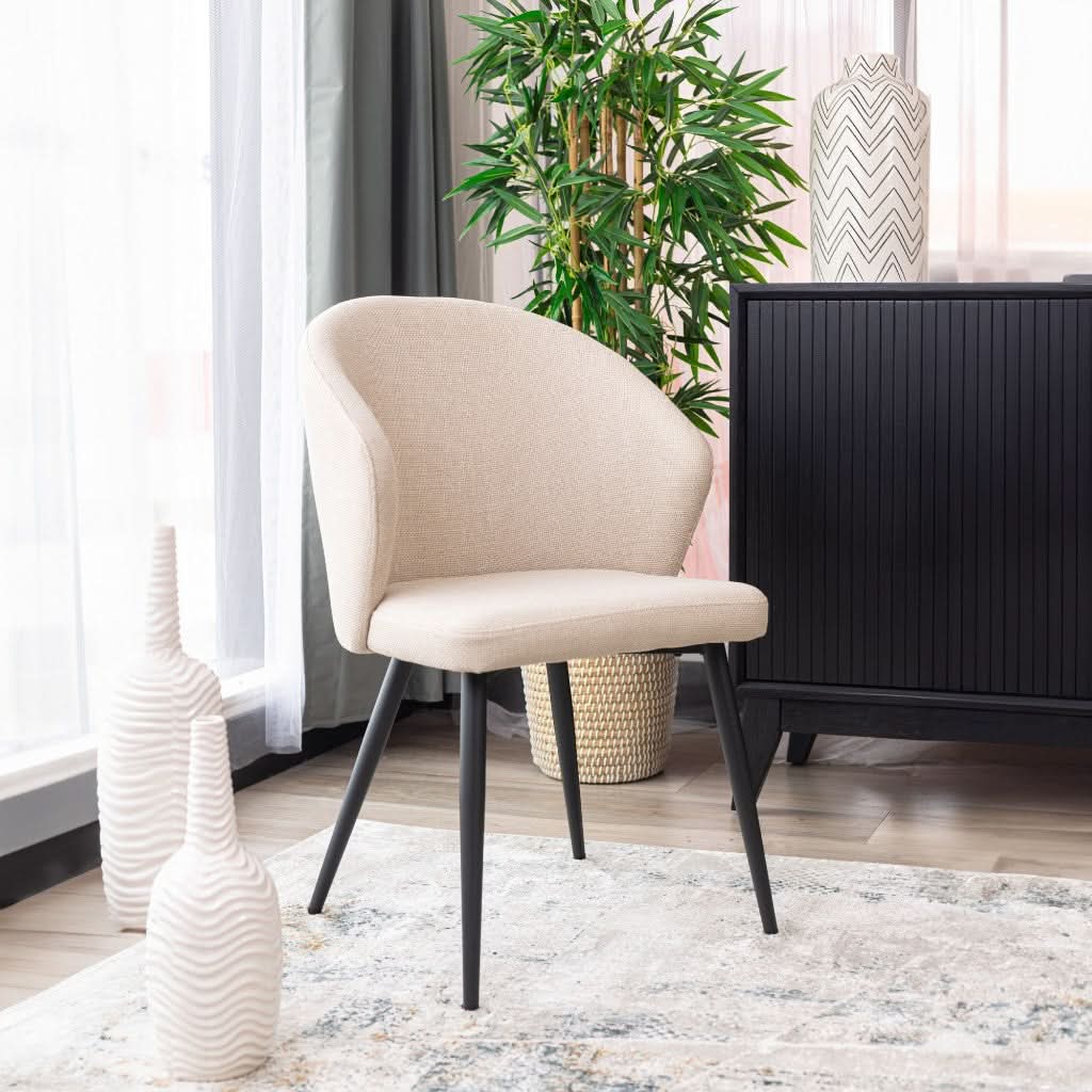 DARLA HAMPTON FABRIC DINING CHAIR BEIGE