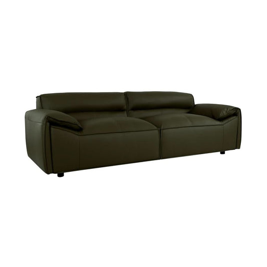 SPARKLER LEATHER 3-SEATER + 2-SEATER LEATHER SOFA OLIVE GREEN LOUNGE SET