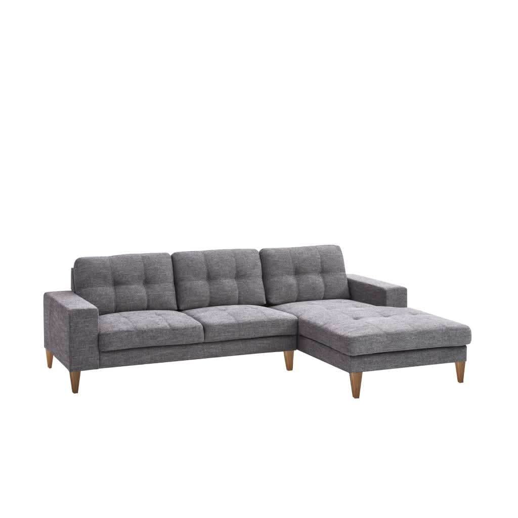 LIZ GREY FABRIC 2-SEATER W/RHF CHAISE MID-CENTURY