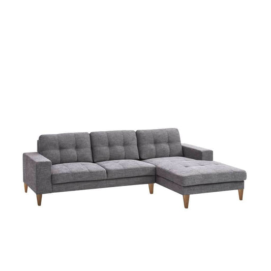 LIZ GREY FABRIC 2-SEATER W/RHF CHAISE MID-CENTURY