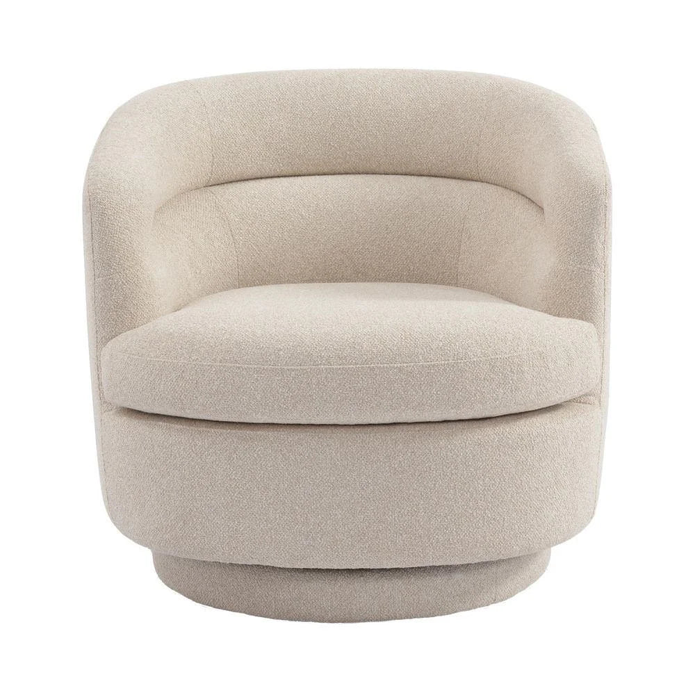 BRYNN  SWIVEL BOUCLE ARMCHAIR WHITE