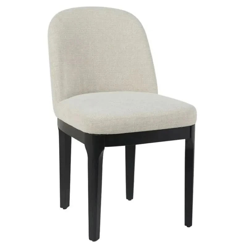 SET OF 2 DURAM LINEN DINING CHAIRS BLACK/OATMEAL