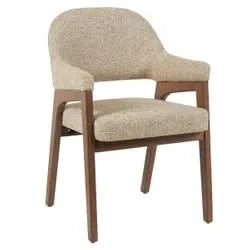 IRVINE FABRIC DINING CHAIR SOLID WALNUT COLOURED TIMBER FRAME/ FIELD BROWN COLOUR UPHOLSTERY