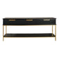 MORETTI 3-DRAWER CONSOLE TABLE/HALL TABLE SATIN BLACK  & GOLD LARGE