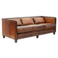 MORANG VINTAGE LEATHER  ART DECO 3 SEATER SOFA IN TOFFEE FINISH