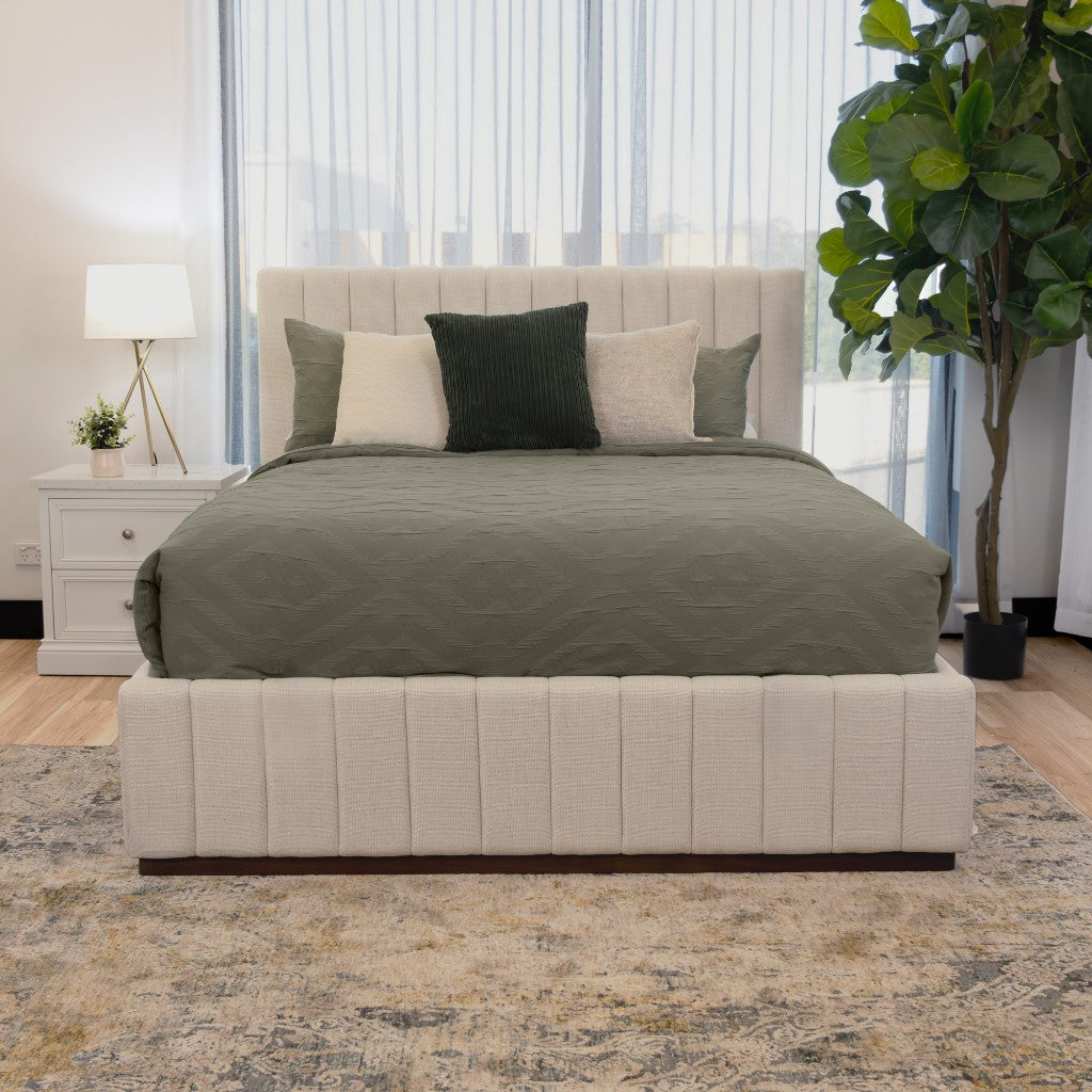 ZADIA GAS LIFT STORAGE QUEEN SIZE BED BEIGE