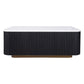 VERWOOD BRUSHED BLACK OAK WOOD BASE/SIVEC WHITE MARBLE TOP  COFFEE TABLE