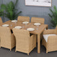 CAPELL 1800 7-PIECE OUTDOOR DINING SUITE WICKER ON ALUMINIUM FRAME TEAK LOOK/NATURAL CUSHIONS