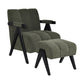 PELLERIN FABRIC ARMCHAIR & MATCHING STOOL DARK GREEN