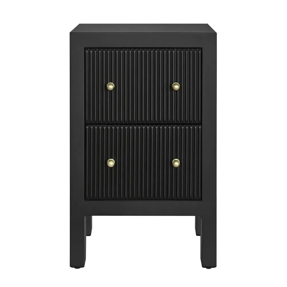 JAYLA PETITE BLACK 2-DRAWER BEDSIDE TABLE
