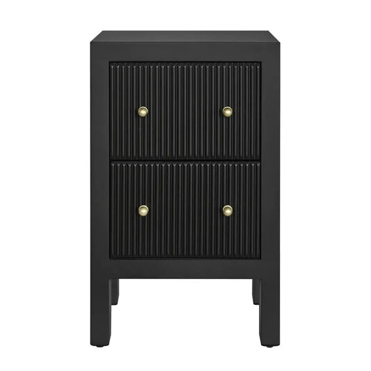 JAYLA PETITE BLACK 2-DRAWER BEDSIDE TABLE