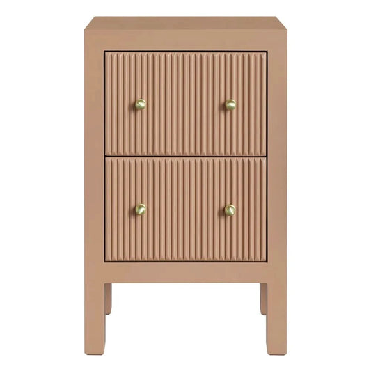 JAYLA PETITE BEIGE 2-DRAWER BEDSIDE TABLE