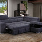 ALBRET FABRIC 2-SEATER SOFA BED + 2 OTTOMANS W/RHF CHARCOAL