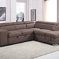 ALBRET FABRIC 2-SEATER SOFA BED + 2 OTTOMANS W/RHF MUSHROOM