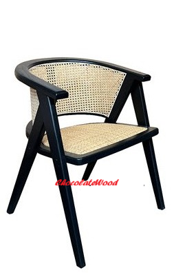 RAVELLA  SOLID ELMWOOD/RATTAN CHAIR KITCHEN CHAIR  DINING CHAIR ACCENT CHAIR  BLACK