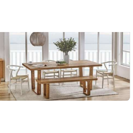 STROUD ELM VENEER TIMBER/MDF DINING TABLE  210CM NATURAL