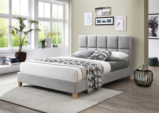 SCRIVENS FABRIC QUEEN BED IN MIST GREY