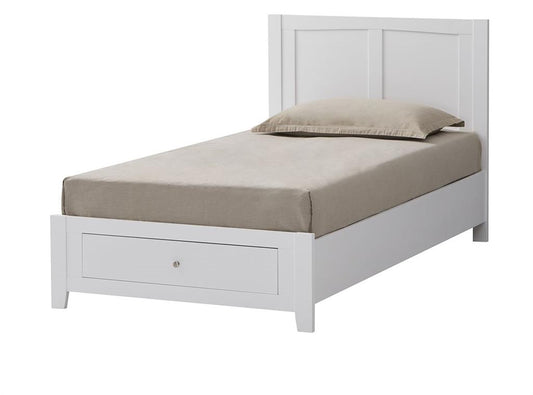 SELENE RUBBERWOOD KING SINGLE BED WITH 1 DRAWER WHITE