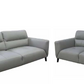 LOUANNE 3 + 2-SEATER REAL LEATHER SOFA SETTEE COUCH SILVER