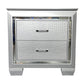 ELARA  RUBBERWOOD 2 DRAWER BEDSIDE TABLE SILVER