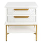 MORETTI 2-DRAWER BEDSIDE TABLE SATIN WHITE/GOLD SMALL