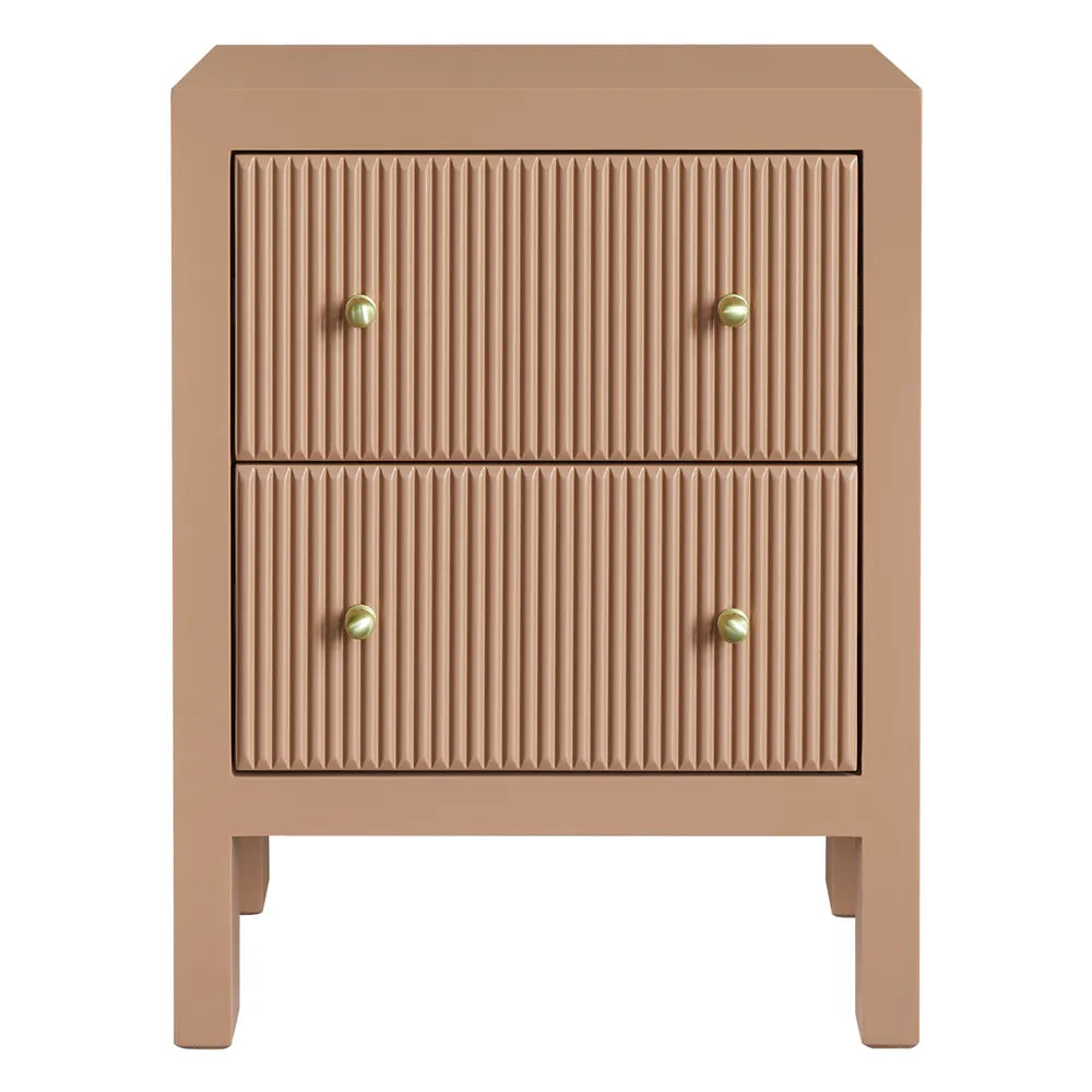 JAYLA SMALL MOCHA MOUSSE  2-DRAWER BEDSIDE TABLE
