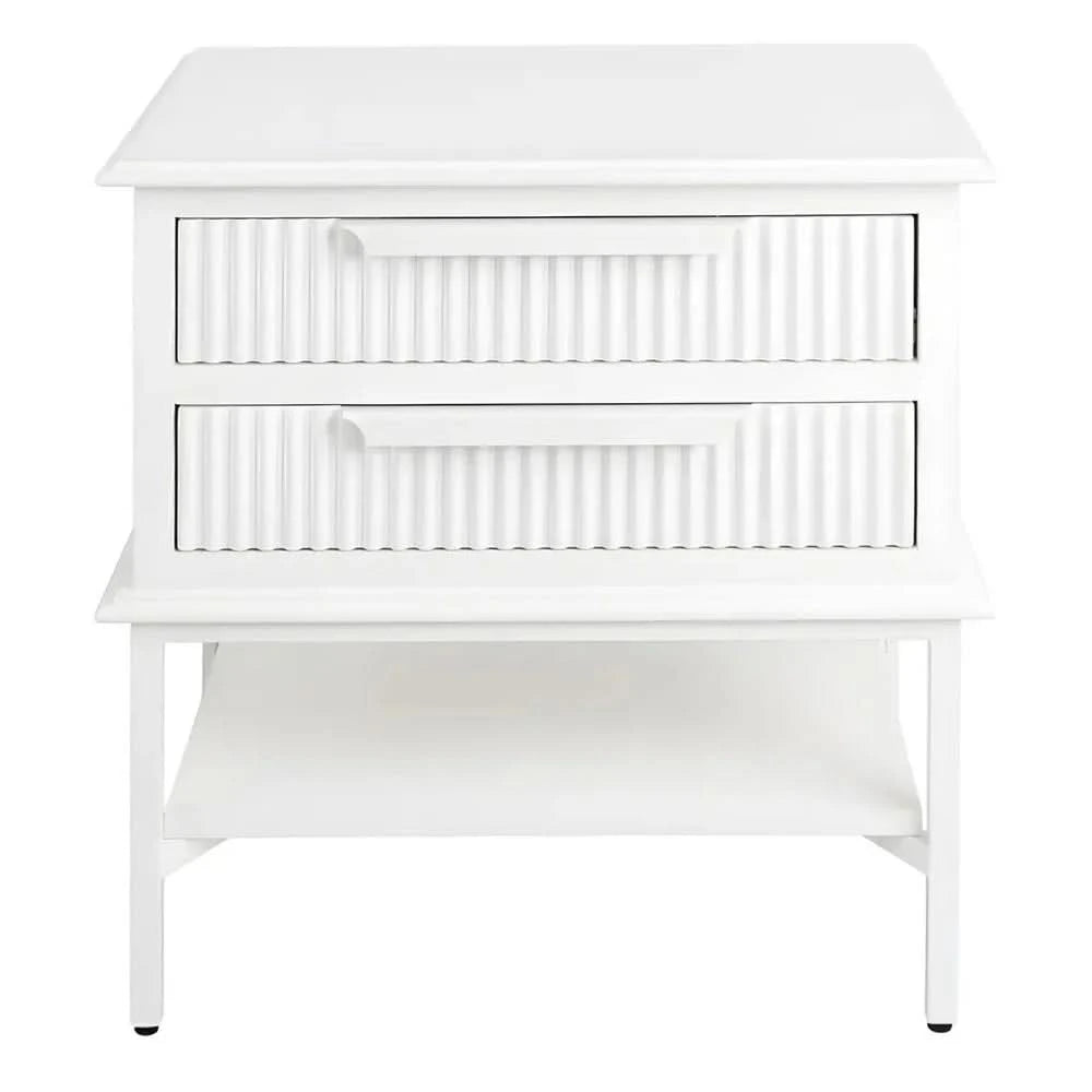 MORETTI 2-DRAWER BEDSIDE TABLE SATIN WHITE SMALL