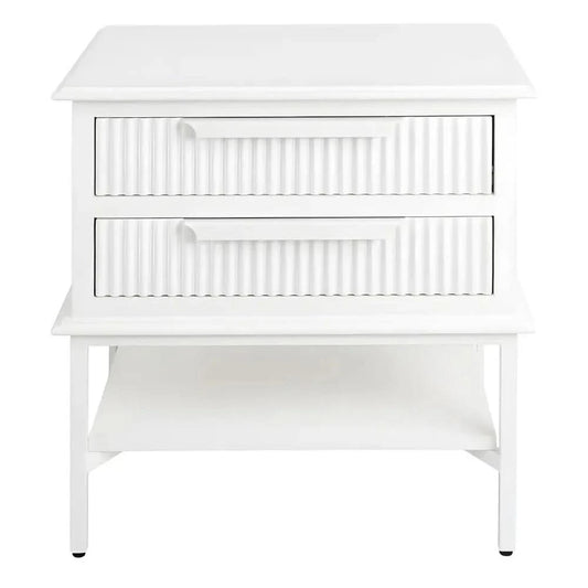 MORETTI 2-DRAWER BEDSIDE TABLE SATIN WHITE SMALL