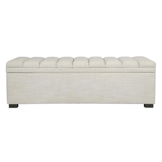MILLICENT LINEN STORAGE BENCH/BLANKET BOX/OTTOMAN OFF-WHITE 140CM