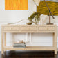 SWANN MAHOGANY FRAME RAFFIA WRAPPED HALL TABLE/CONSOLE TABLE 3 DRAWERS