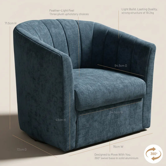 WINTHROP SWIVEL ARMCHAIR CHAIR/OCCASIONAL TEAL CHENILLE