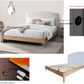 SOLENE FABRIC QUEEN BED WITH UPH BH & USB SANDSTONE