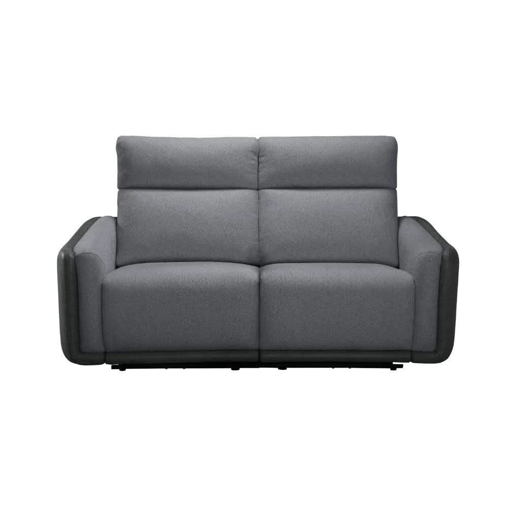 LUND FABRIC 2-SEATER SINGLE POWER ELECTRIC RECLINER SOFA TWO TONE GREY
