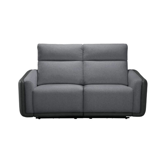 LUND FABRIC 2-SEATER SINGLE POWER ELECTRIC RECLINER SOFA TWO TONE GREY