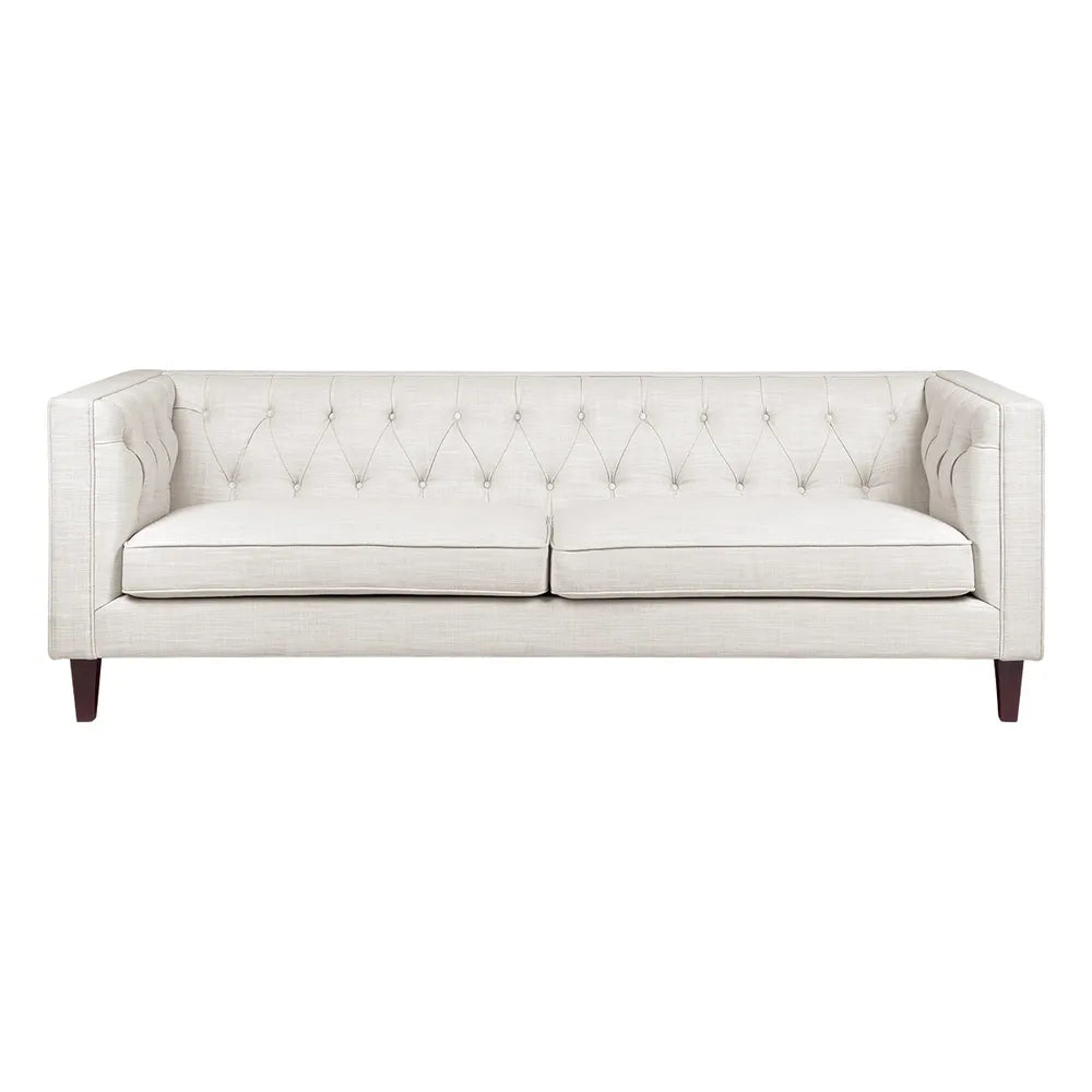 CLANCY-3-SEATER TUFTED SOFA NATURAL LINEN