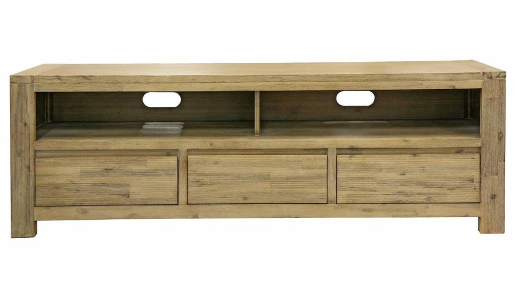 RIPLEY SOLID ACACIA TIMBER 3-DRAWER 2 NICHE ETU TV UNIT BRUSHED SMOKE