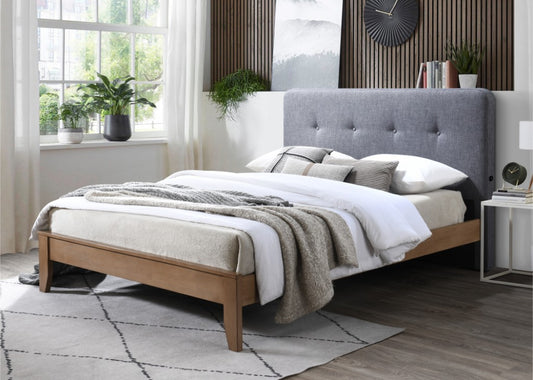 VARGAS FABRIC QUEEN BED WITH USB DARK GREY