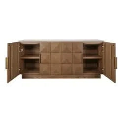 HAMPSHIRE RIVER BROWN MARBLE TOP/WALNUT 4-DOOR BUFFET/SIDEBOARD -