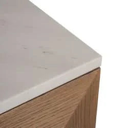 HAMPSHIRE WHITE MARBLE/WALNUT 4-DOOR BUFFET/SIDEBOARD -