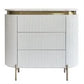DENEUVE 3 DRAWER CHEST OF DRAWERS WHITE WITH CARRARA MARBLE TOP