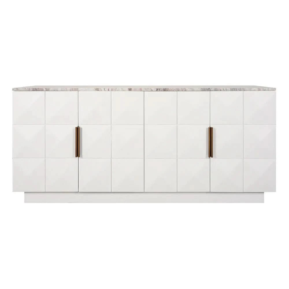 HAMPSHIRE RIVER BROWN MARBLE/WHITE OAK 4-DOOR BUFFET/SIDEBOARD